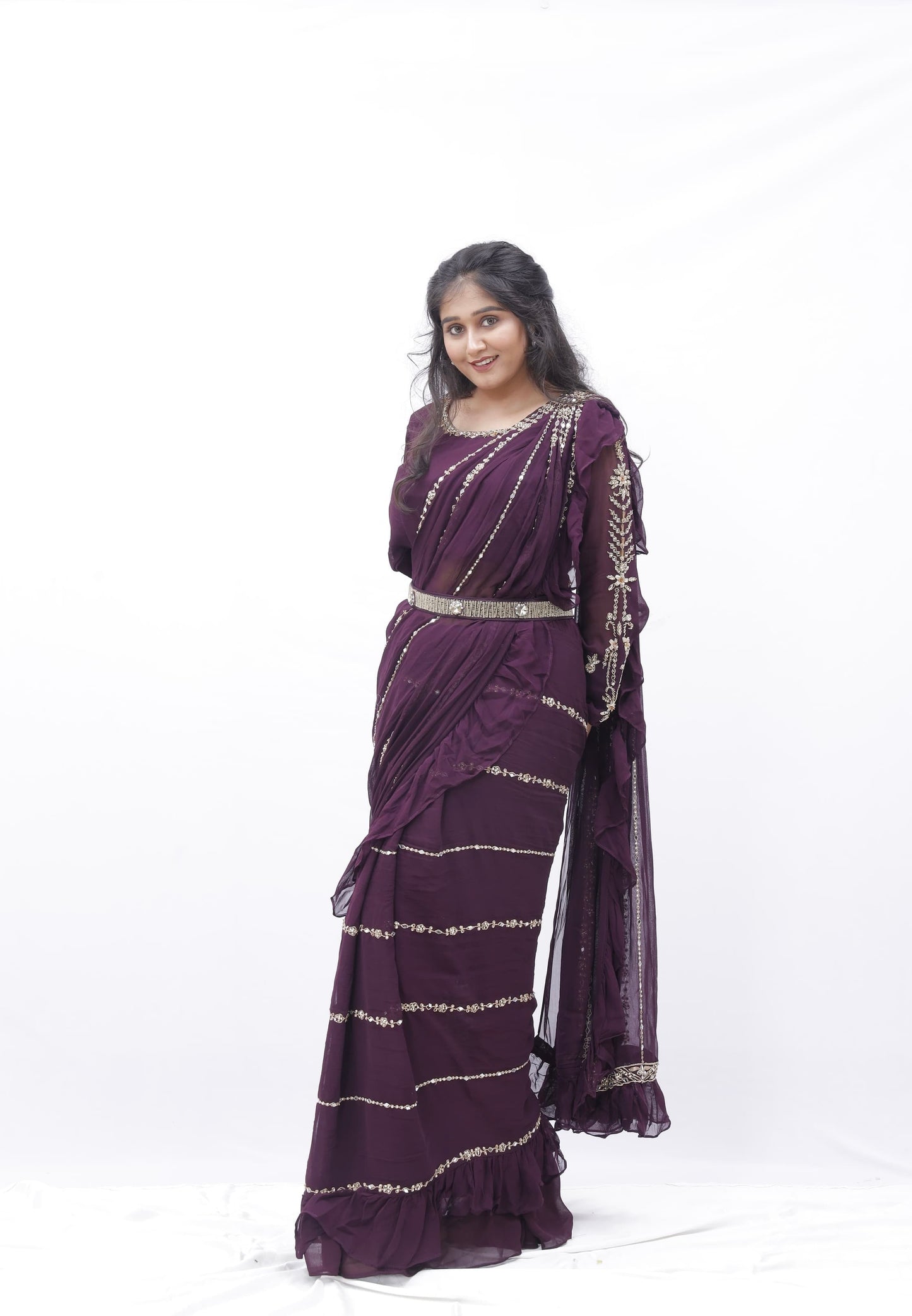 Pre-Stitched Saree with Belt