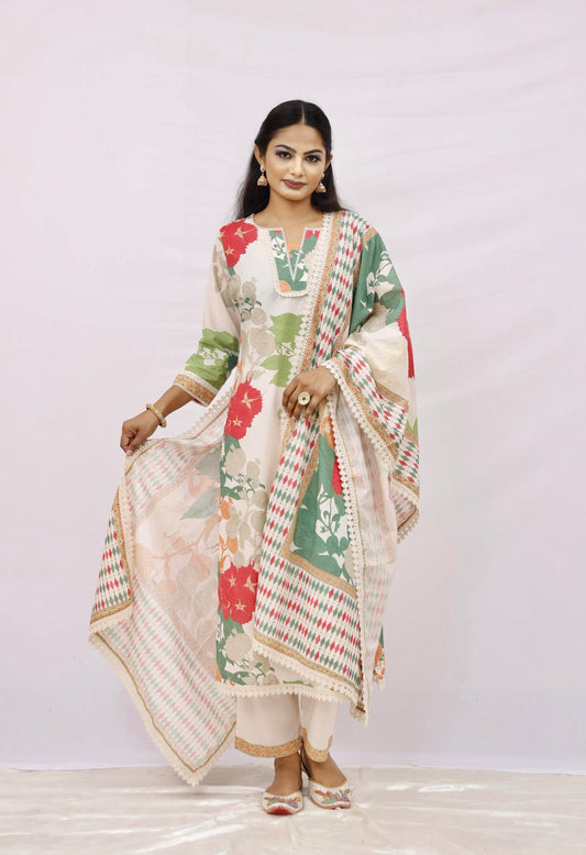 Multi colour kurta set with dupatta