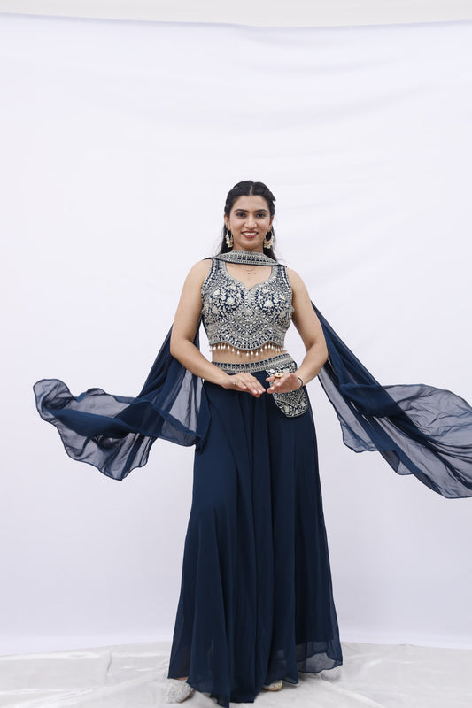 Navy Blue Indo-Western Set