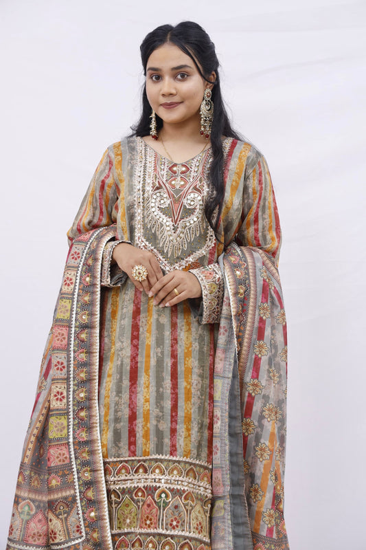 Multicolor Heritage Striped Suit Set