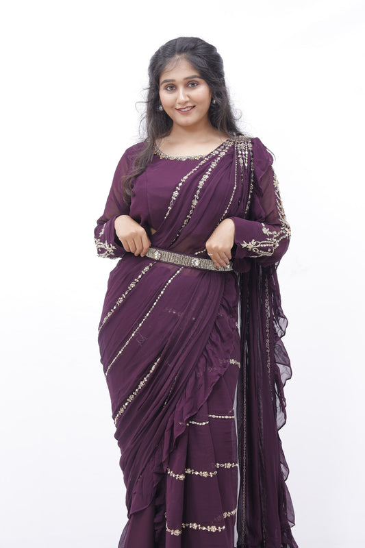 Pre-Stitched Saree with Belt