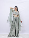 Celestial Mint Draped Lehenga Set