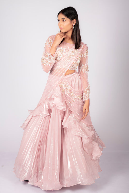 Blush Pink.hand embroidery Lehenga Set