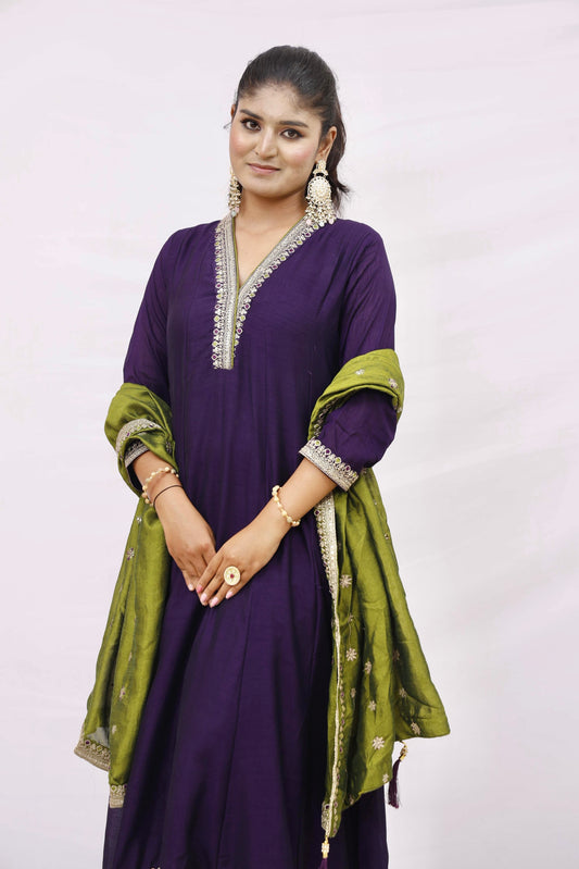 Purple Anarkali set