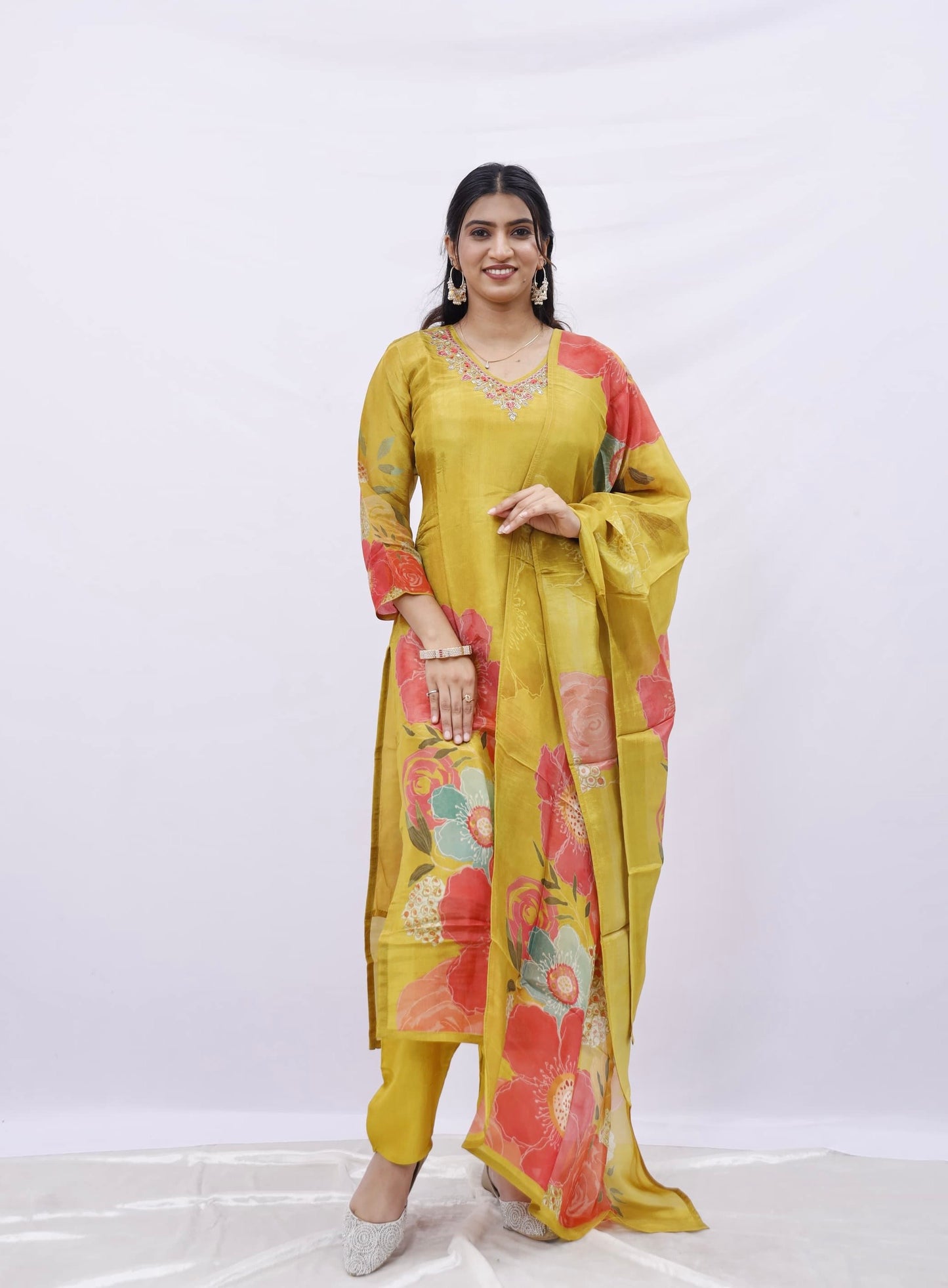 Mustard Bloom Floral Suit Set