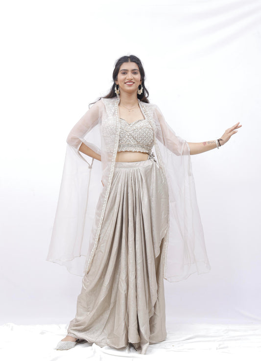 Champagne Glow Drape Set with Cape