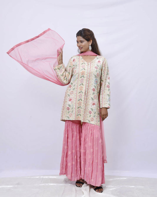 Blush Bloom Sharara Set
