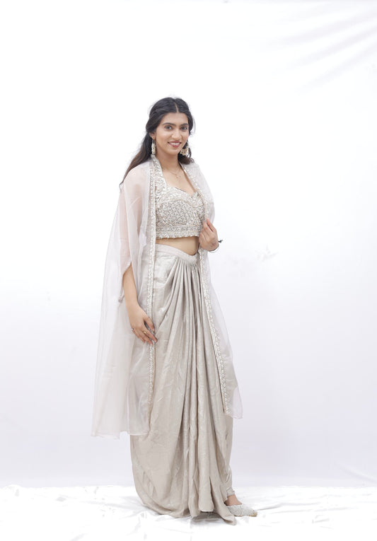 Champagne Glow Drape Set with Cape