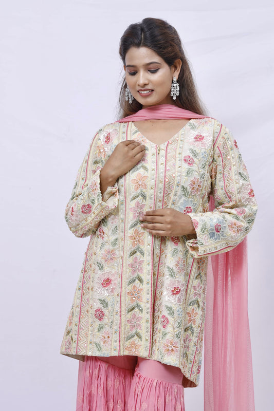 Blush Bloom Sharara Set
