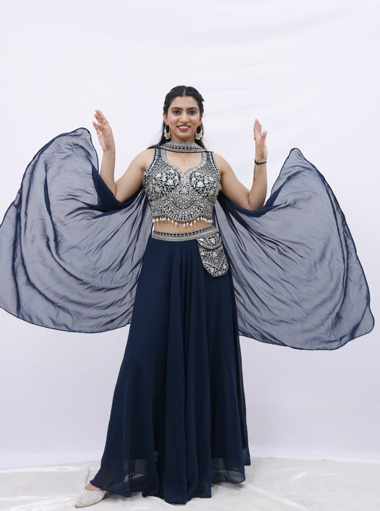 Navy Blue Indo-Western Set