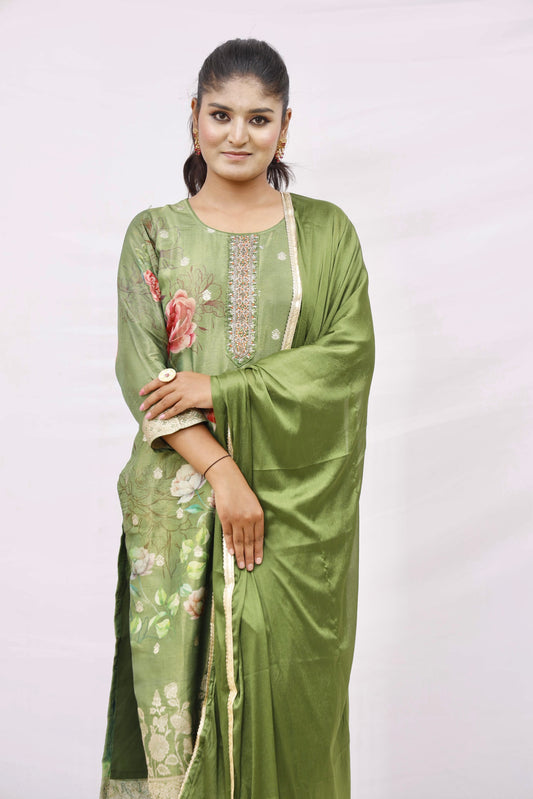 Olive green kurta set