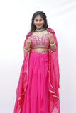 Elegant Fuchsia Pink Embroidered Lehenga Set