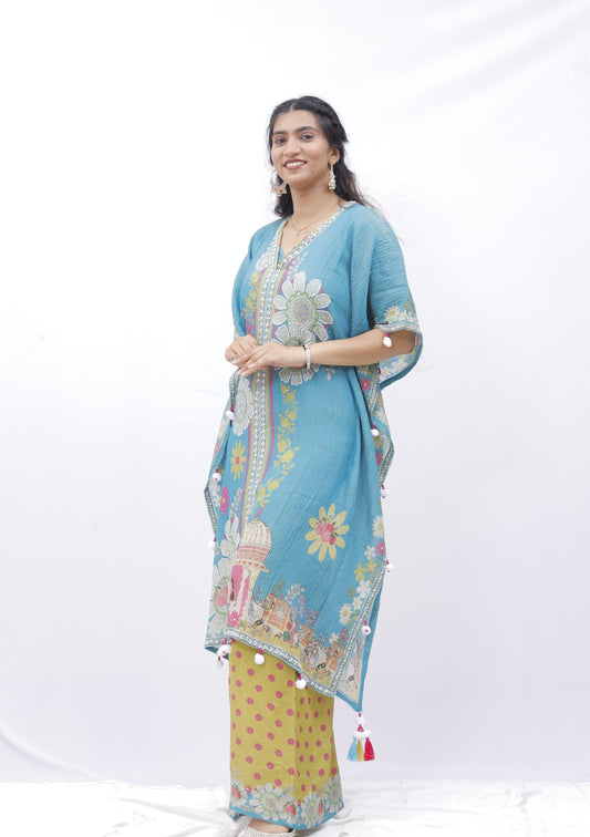 Peacock Garden Kaftan Set