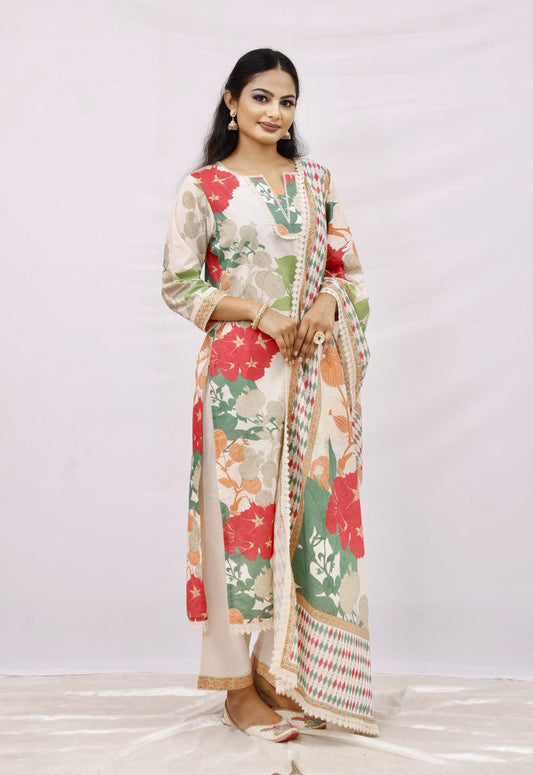Multi colour kurta set with dupatta