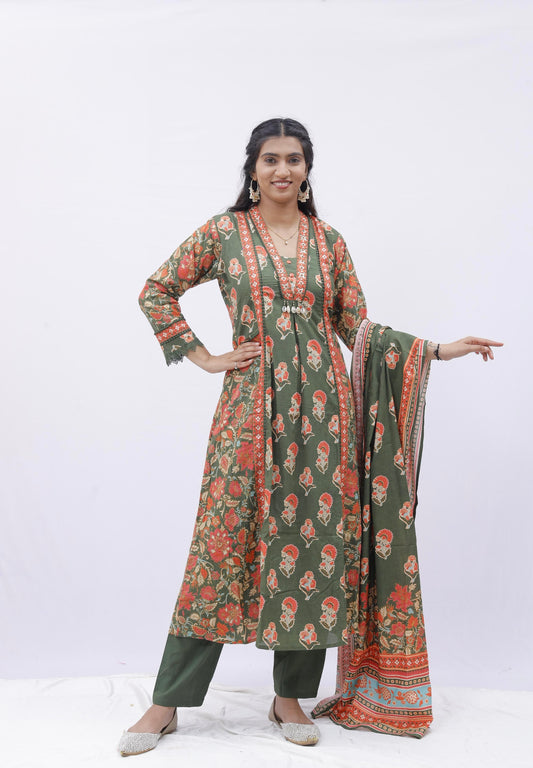 Garden Print Kurta Set with Dupatta