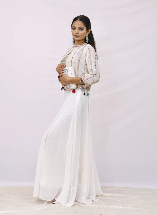 Ivory Mirror Work Cape Set