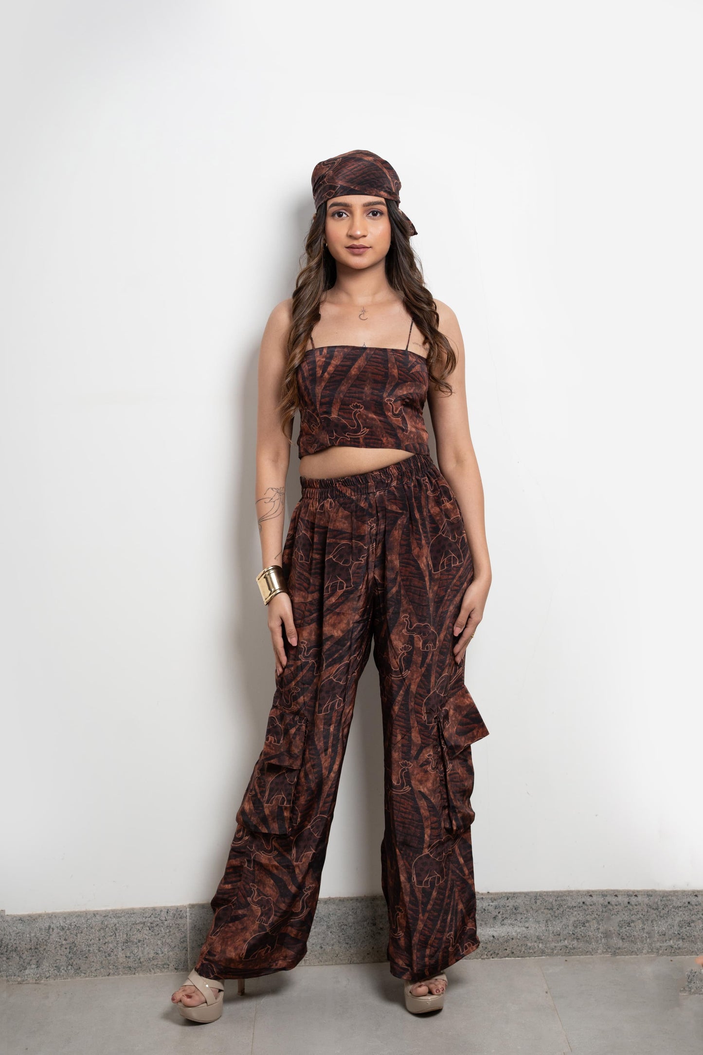 Dark brown elephant print bralette