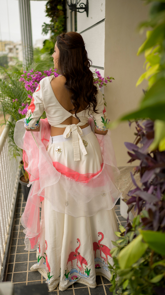 Hand Printed lehenga
