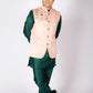 Men's Designer Embroidered Nehru Jacket – Emerald Green & Blush Pink