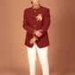 Men's Maroon Embroidered Nehru neck Blazer