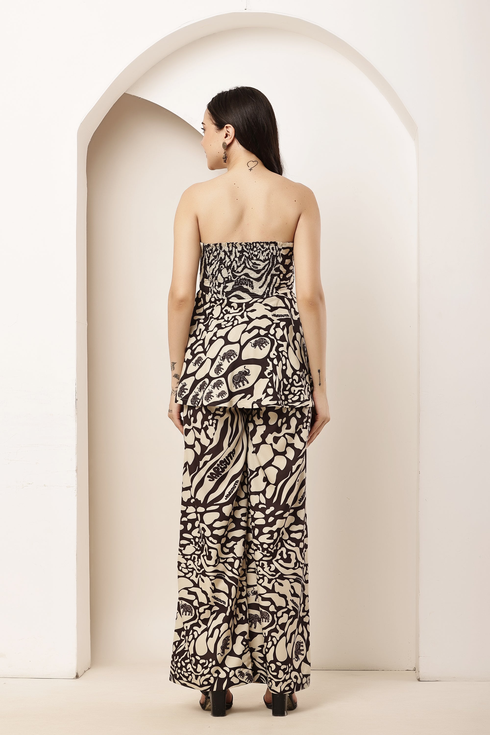 Tiger Eye Strapless Tunic Top & Elasticated Pant Co-ord Set