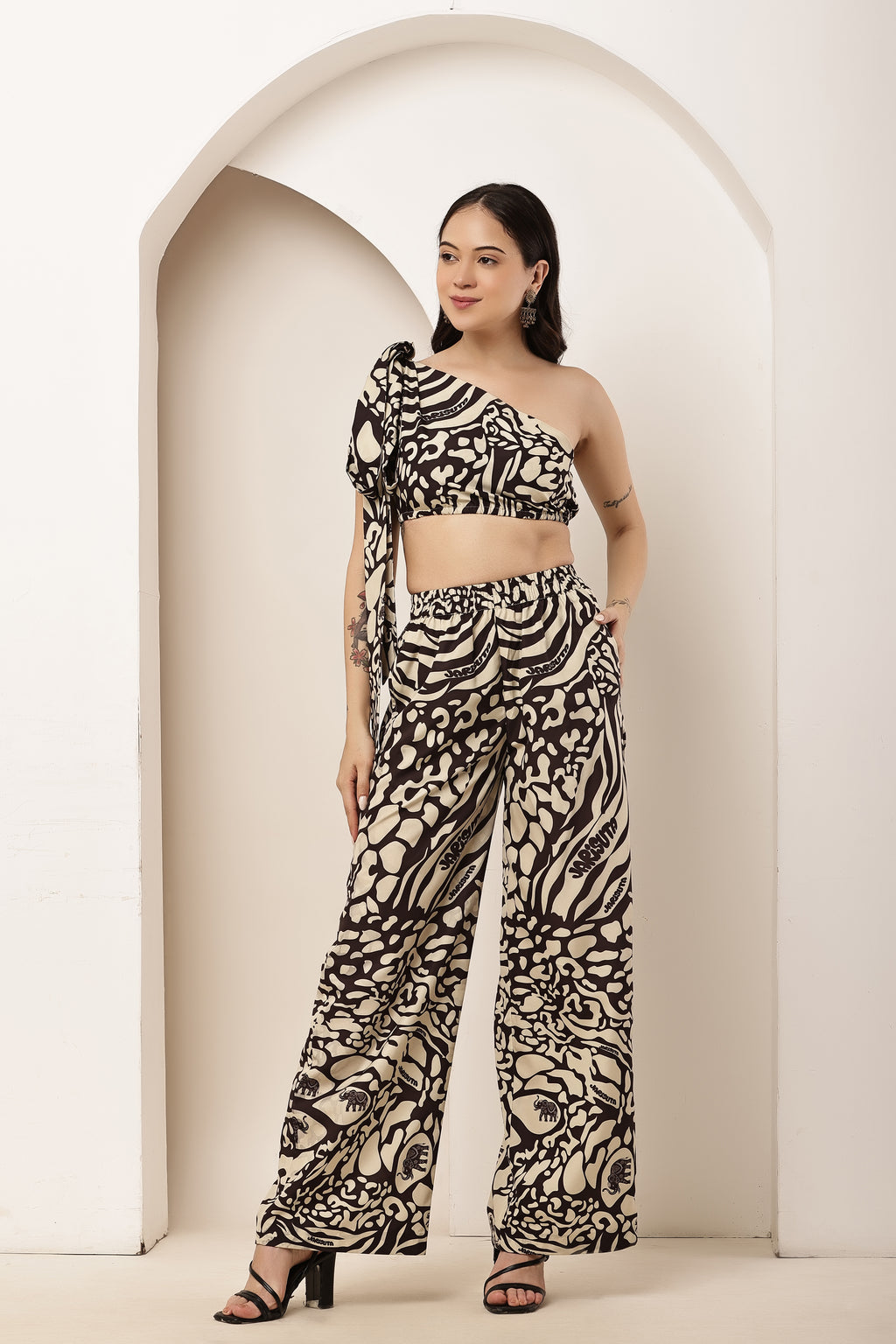 Tiger Eye A-Tie-Up Elasticated Top & Pant Co-ord Set