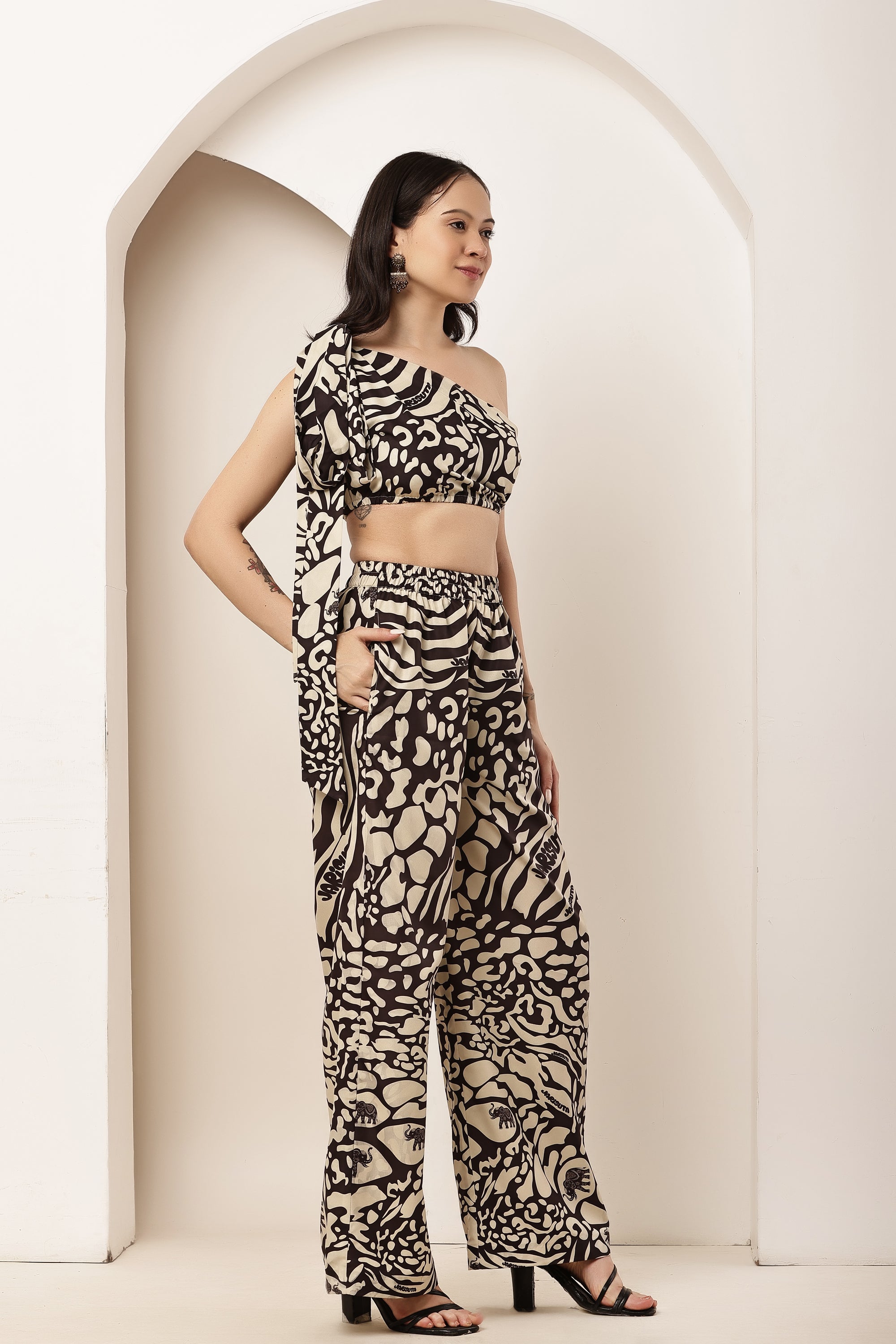 Tiger Eye A-Tie-Up Elasticated Top & Pant Co-ord Set