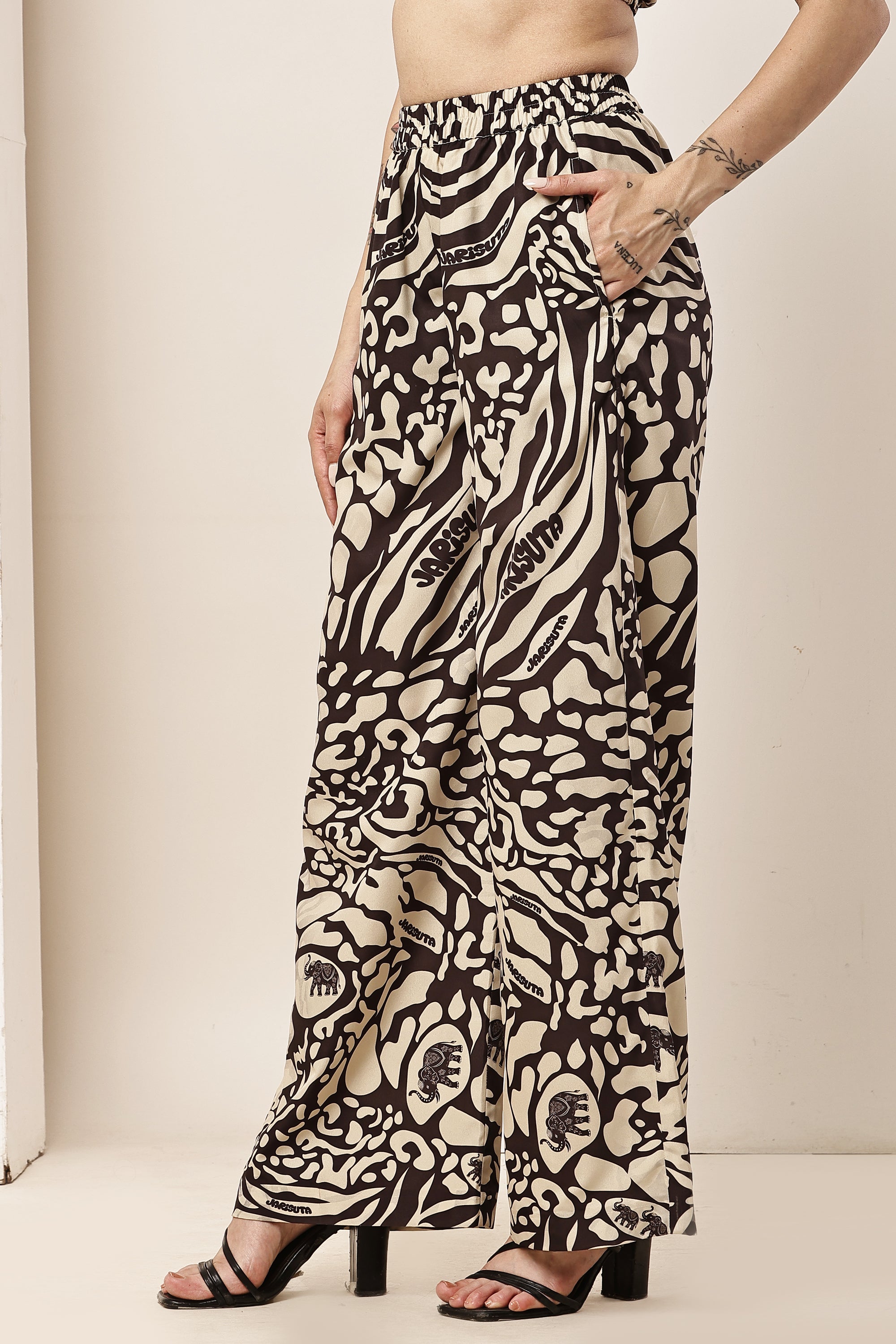 Tiger Eye A-Tie-Up Elasticated Top & Pant Co-ord Set