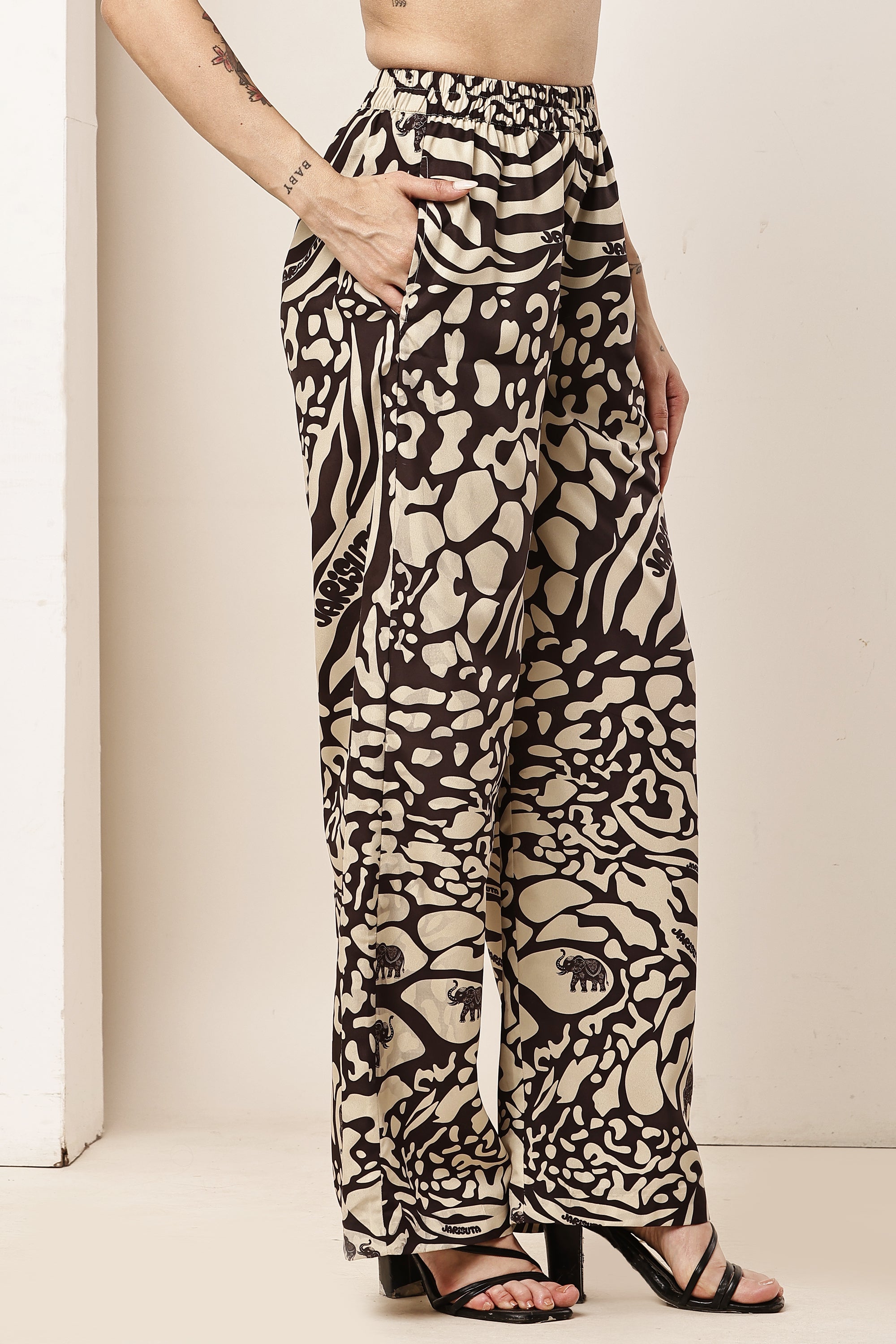 Tiger Eye A-Tie-Up Elasticated Top & Pant Co-ord Set