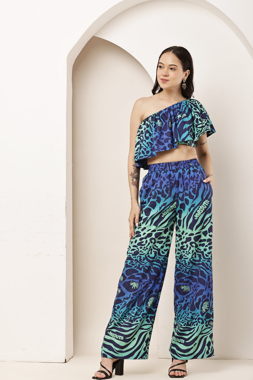 Cat Eye A-Frill Top & Elasticated Pant Co-ord Set