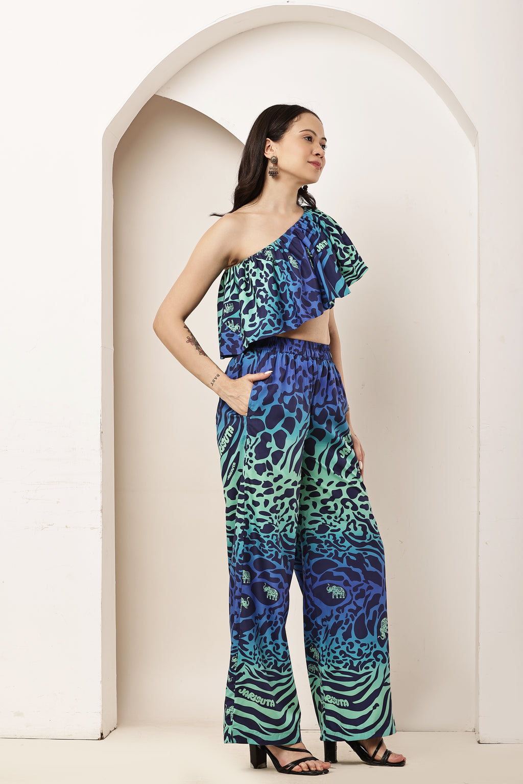 Cat Eye A-Frill Top & Elasticated Pant Co-ord Set