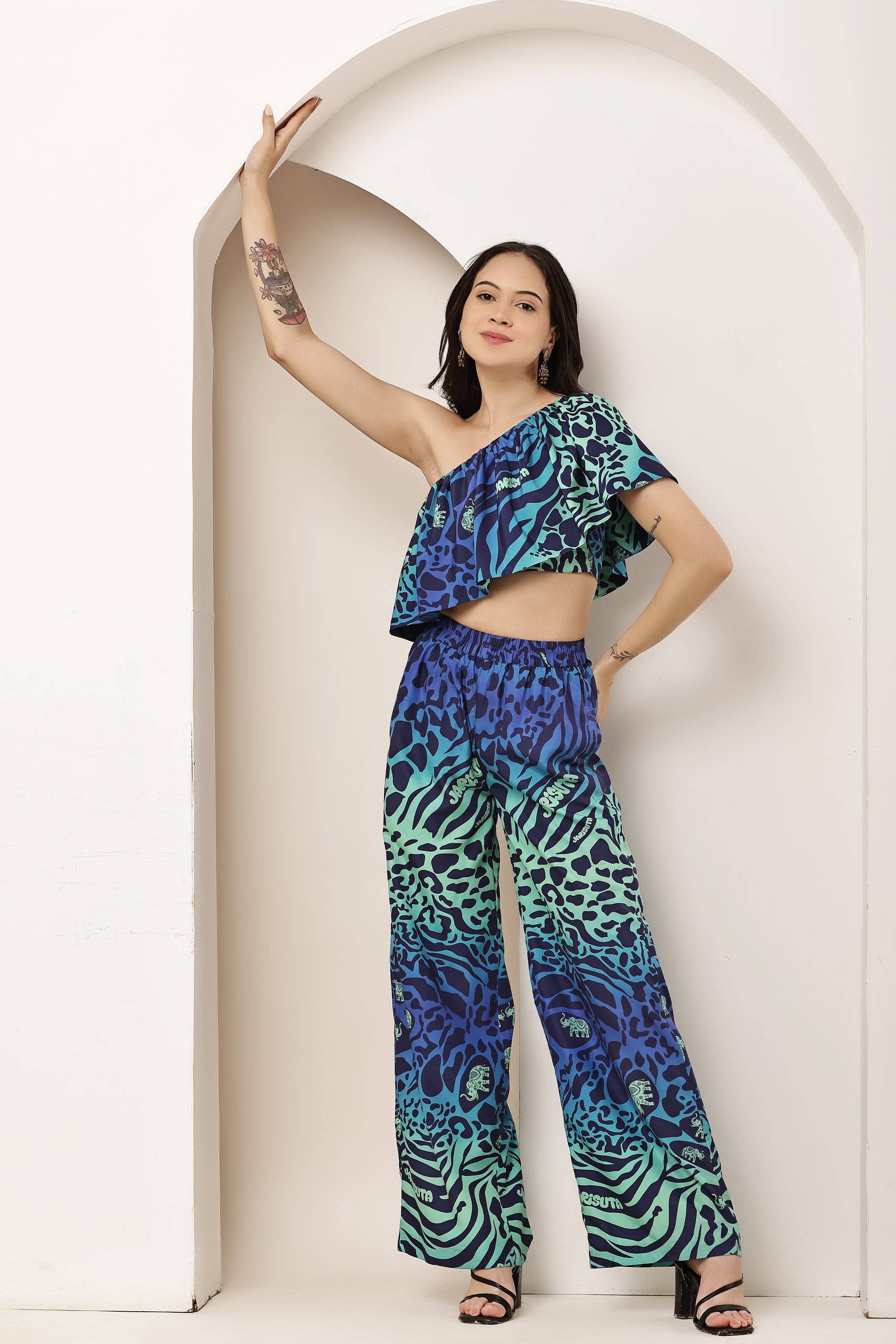Cat Eye A-Frill Top & Elasticated Pant Co-ord Set