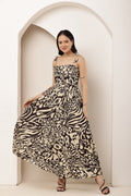 Tiger Eye Tie-Up Umbrella Cut Maxi Dress