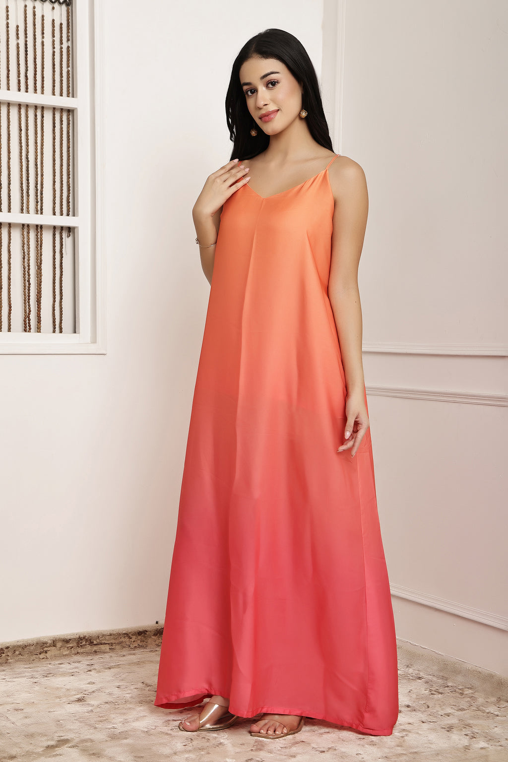 Coral Horizon Ombre Maxi Dress