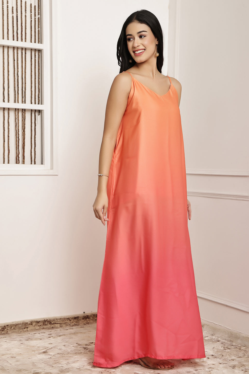 Coral Horizon Ombre Maxi Dress