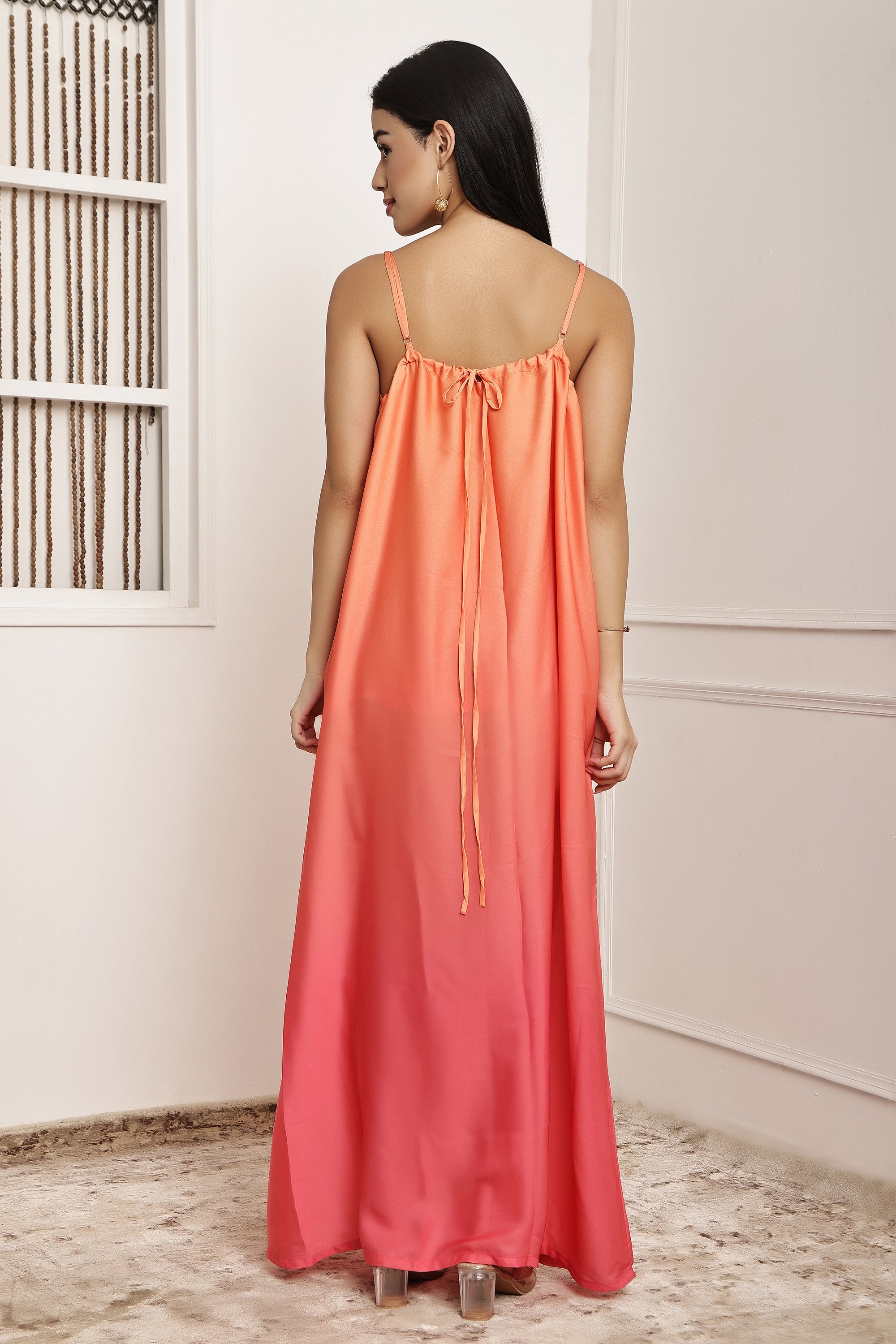 Coral Horizon Ombre Maxi Dress