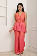 Coral Tide Ombre Wrap Top & Pant Set