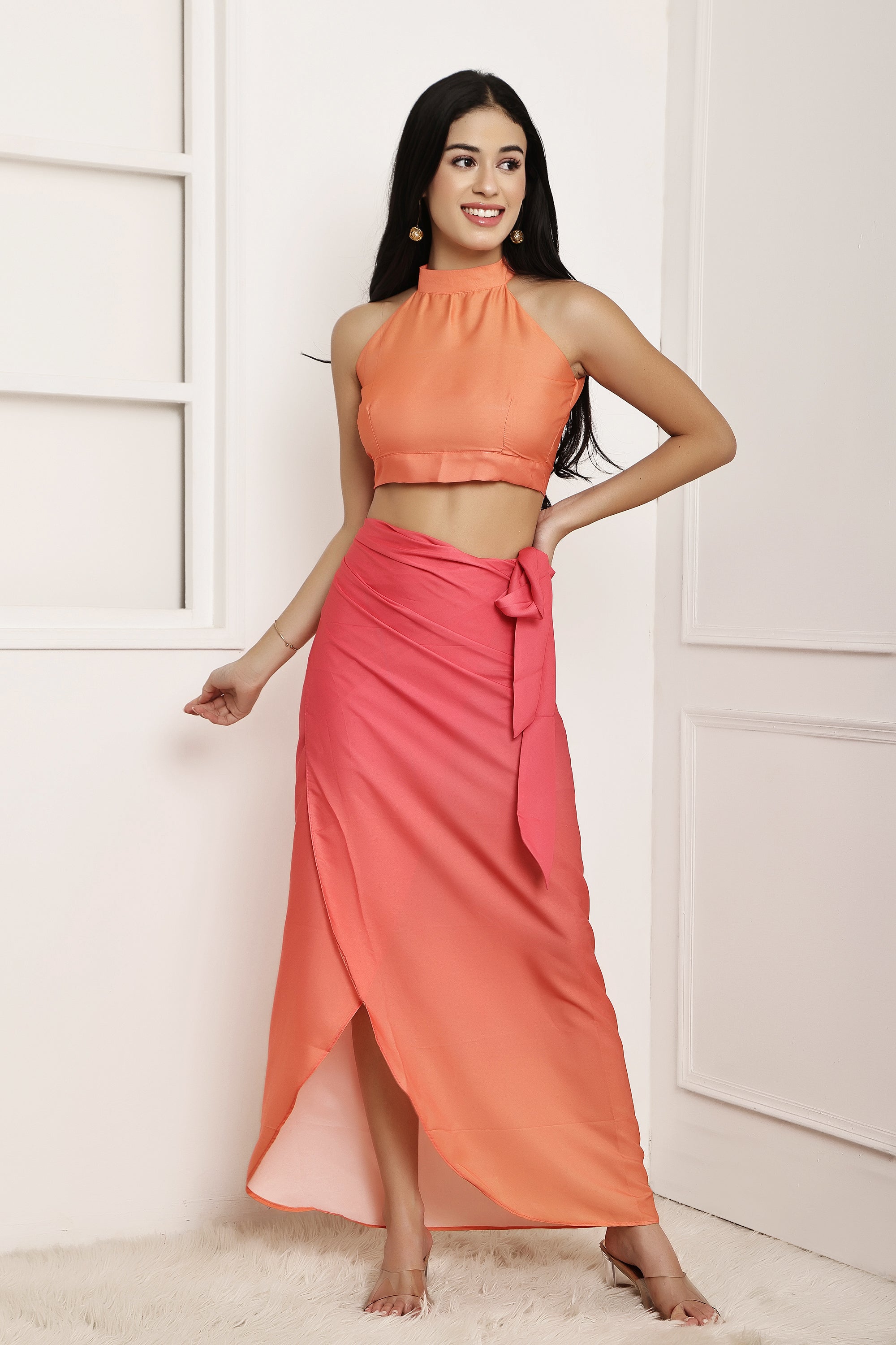Sunset Sway Ombre Halter Top & Sarong Set