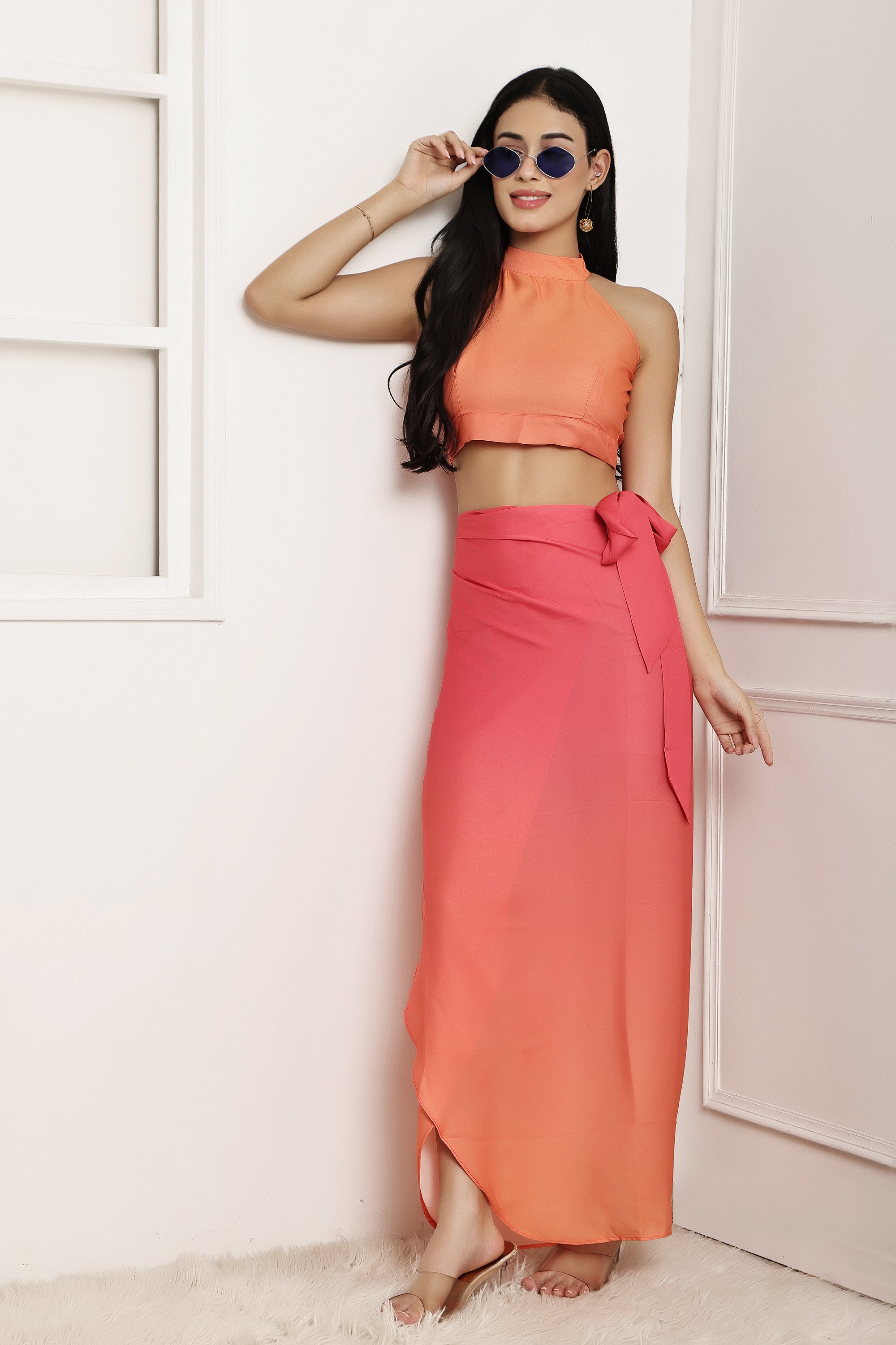 Sunset Sway Ombre Halter Top & Sarong Set
