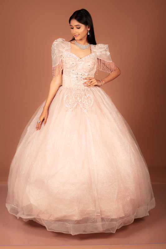 Product Title: Blush Pink Embellished Ball Gown