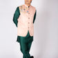 Men's Designer Embroidered Nehru Jacket – Emerald Green & Blush Pink