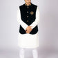Men's Traditional White Kurta Pajama Set with Black Velvet Nehru Jacket