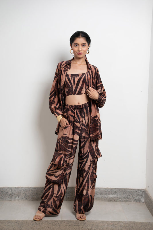 Light brown elephant print co-ord set