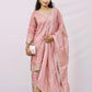 Blush Pink Embroidered Kurta Set with Floral Sharara