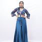 Teal Blue Floral Embroidered Indo-Western Set