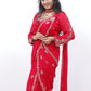 Embroidered Red Saree Set with Full Sleeve Blouse