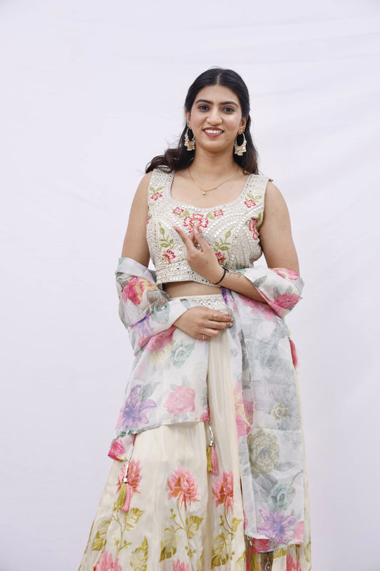 Ivory Blossom Handcrafted Lehenga Set