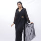 Timeless Black Pre-Draped Saree with Embellished Blouse