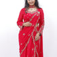 Embroidered Red Saree Set with Full Sleeve Blouse