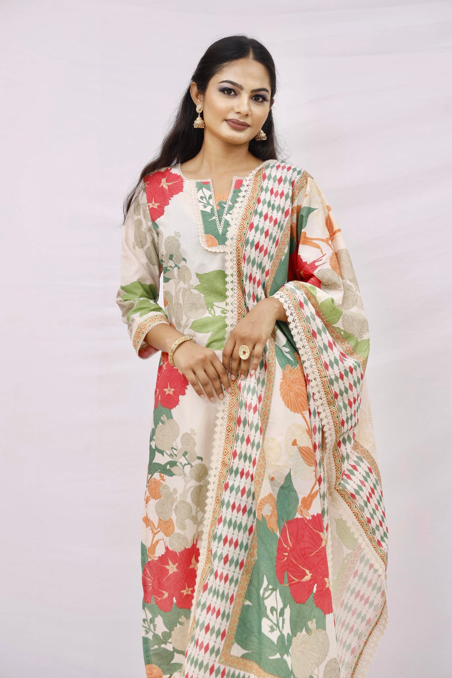 Multi colour kurta set with dupatta